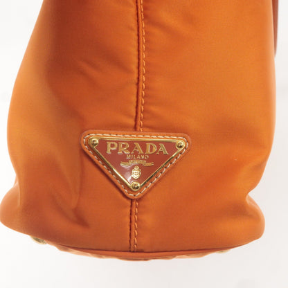 Prada Nylon Leather Tote Bag Shoulder Bag Orange BR4634