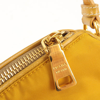 Prada Logo Nylon Leather Shoulder Bag Mustard Yellow BN1834