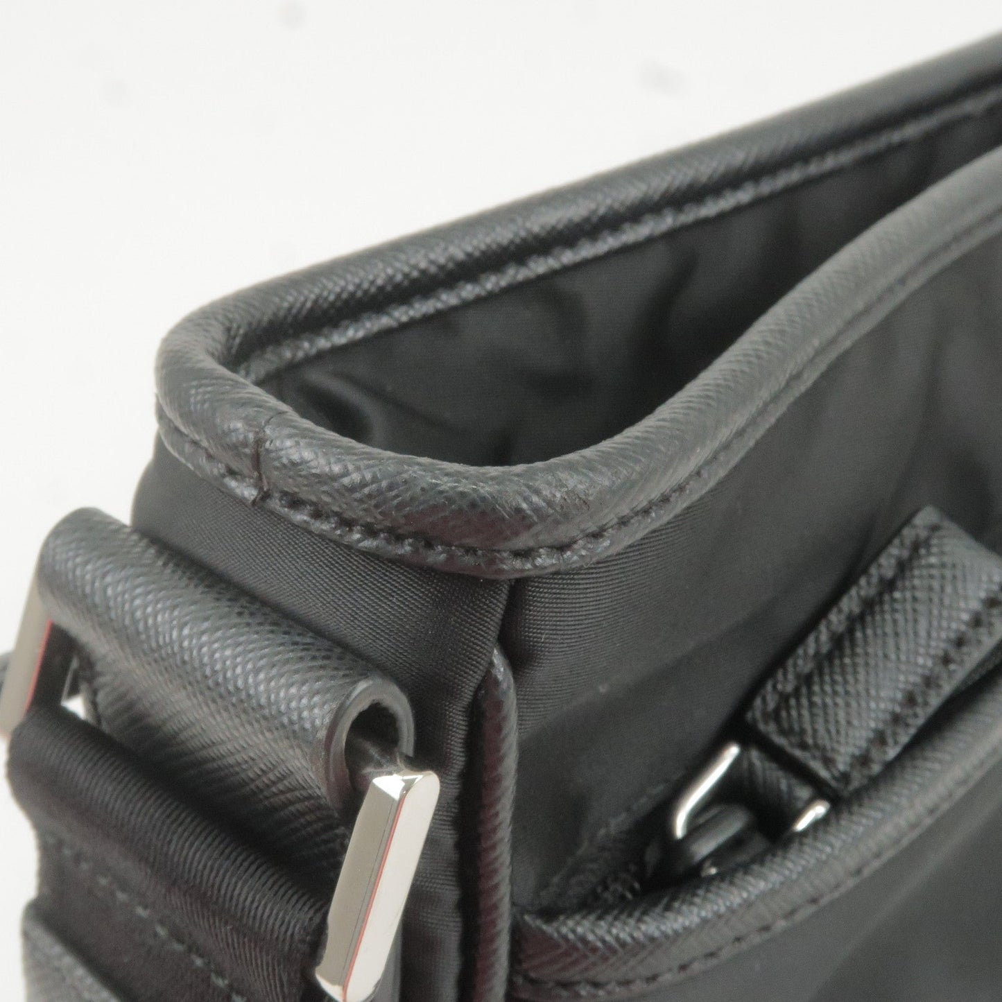 Prada Nylon Leather Shoulder Bag NERO Black 2VH797