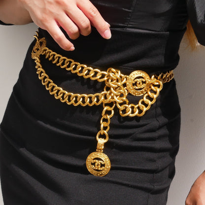 CHANEL 1994 Medallion Gold Chain Belt ao34554