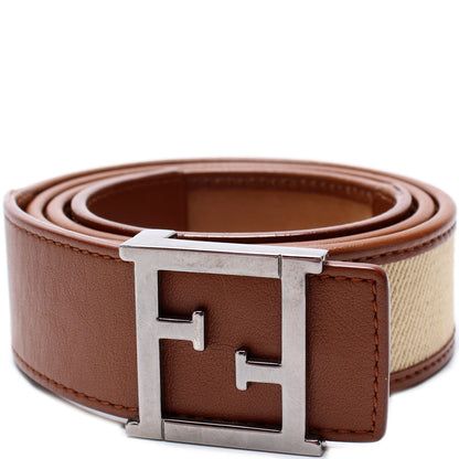 Fendi Buckle Leather/Cavas Belt Size 90/36