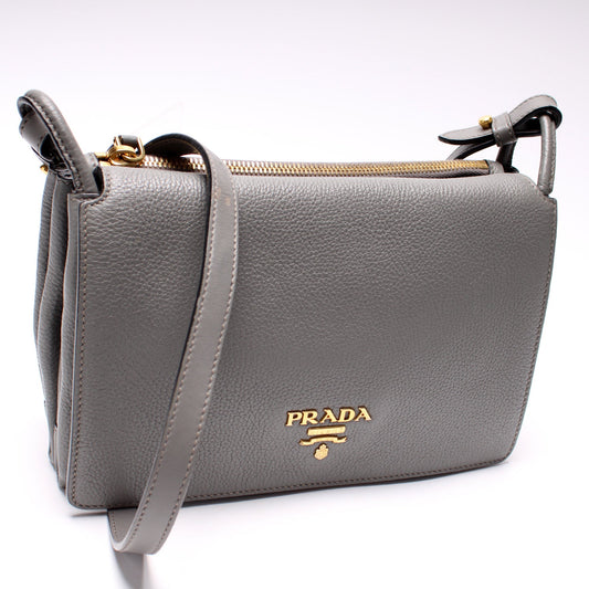 Prada Vitello Daino Leather Flap/Zip Crossbody