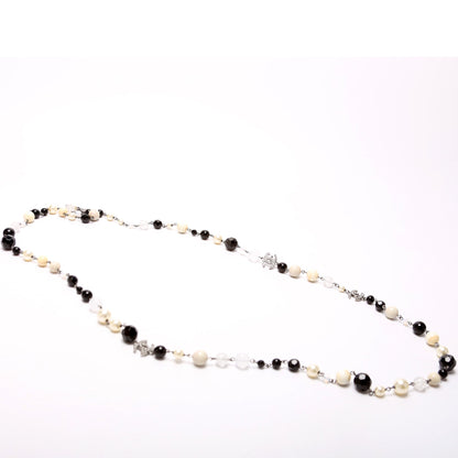 Chanel CC Crystal Faux Pearl Bead Long Necklace