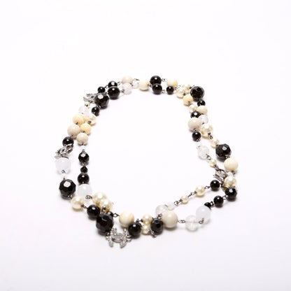 Chanel CC Crystal Faux Pearl Bead Long Necklace