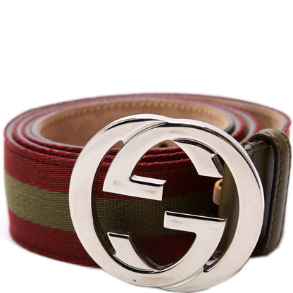 Gucci Web Canvas Interlocking G Belt Size 100/40