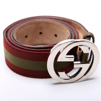 Gucci Web Canvas Interlocking G Belt Size 100/40