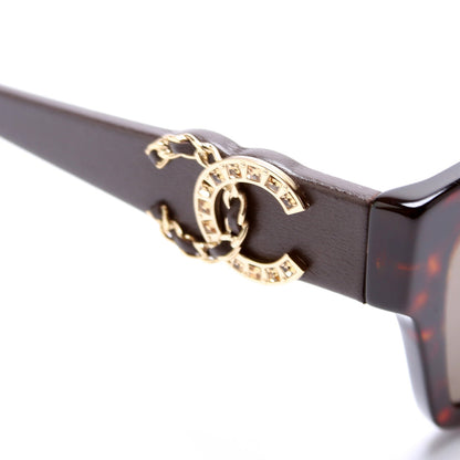 Chanel Cat Eye Acetate/Leather Sunglasses