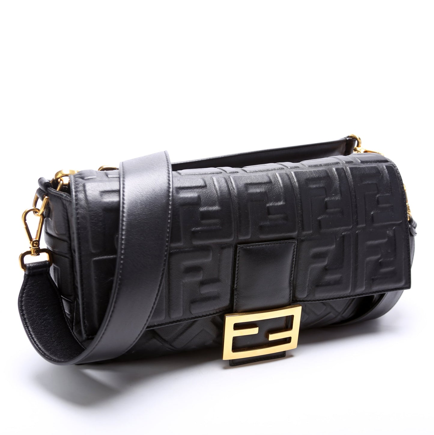 8BR771 Fendi Nappa Embossed Baguette Large