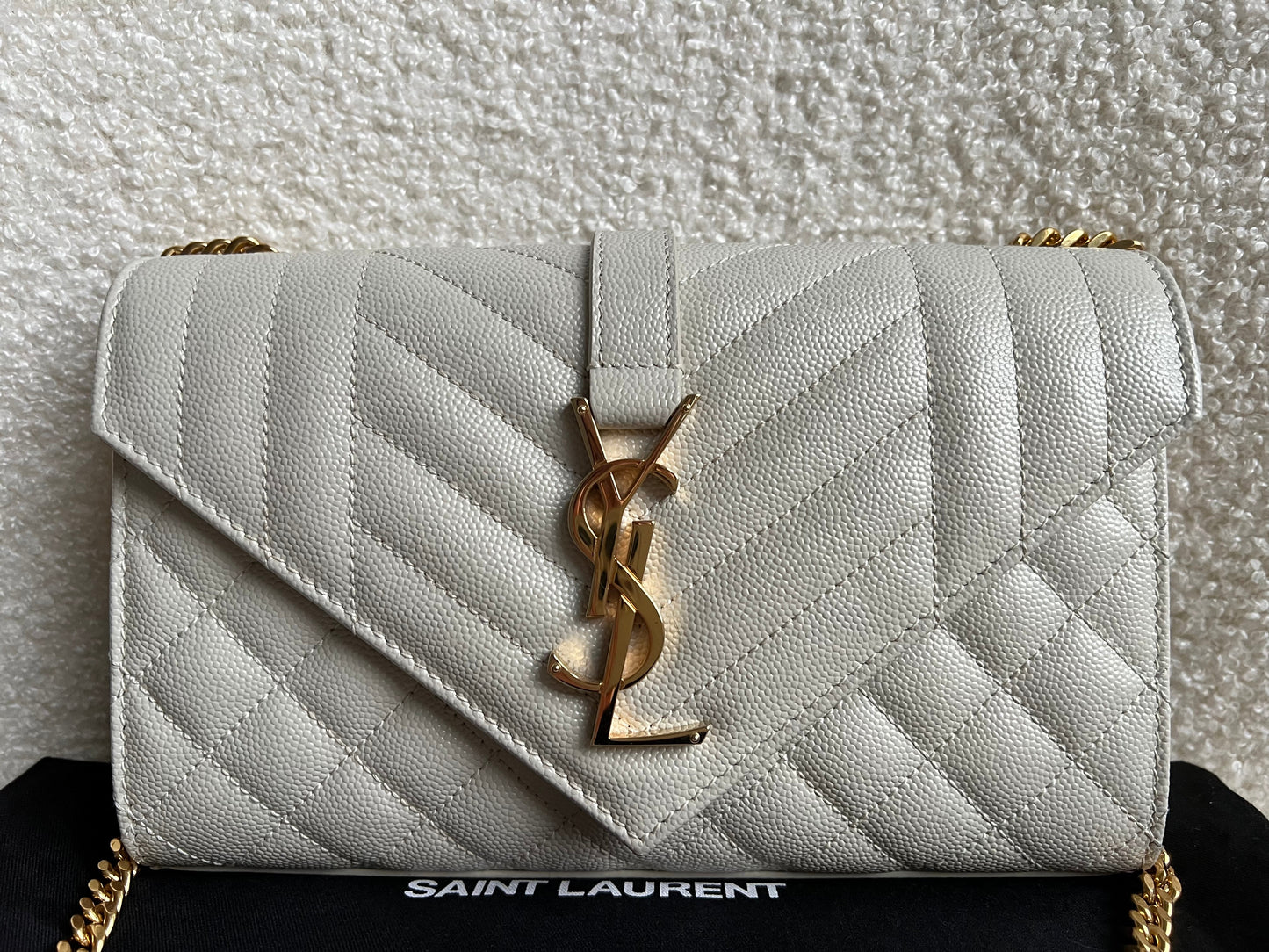 Yves Saint Laurent (YSL) Blanc Vintage Small Envelope Bag