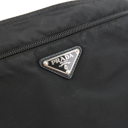 Prada Logo Nylon Leather Shoulder Bag Crossbody Bag Black BT175Z