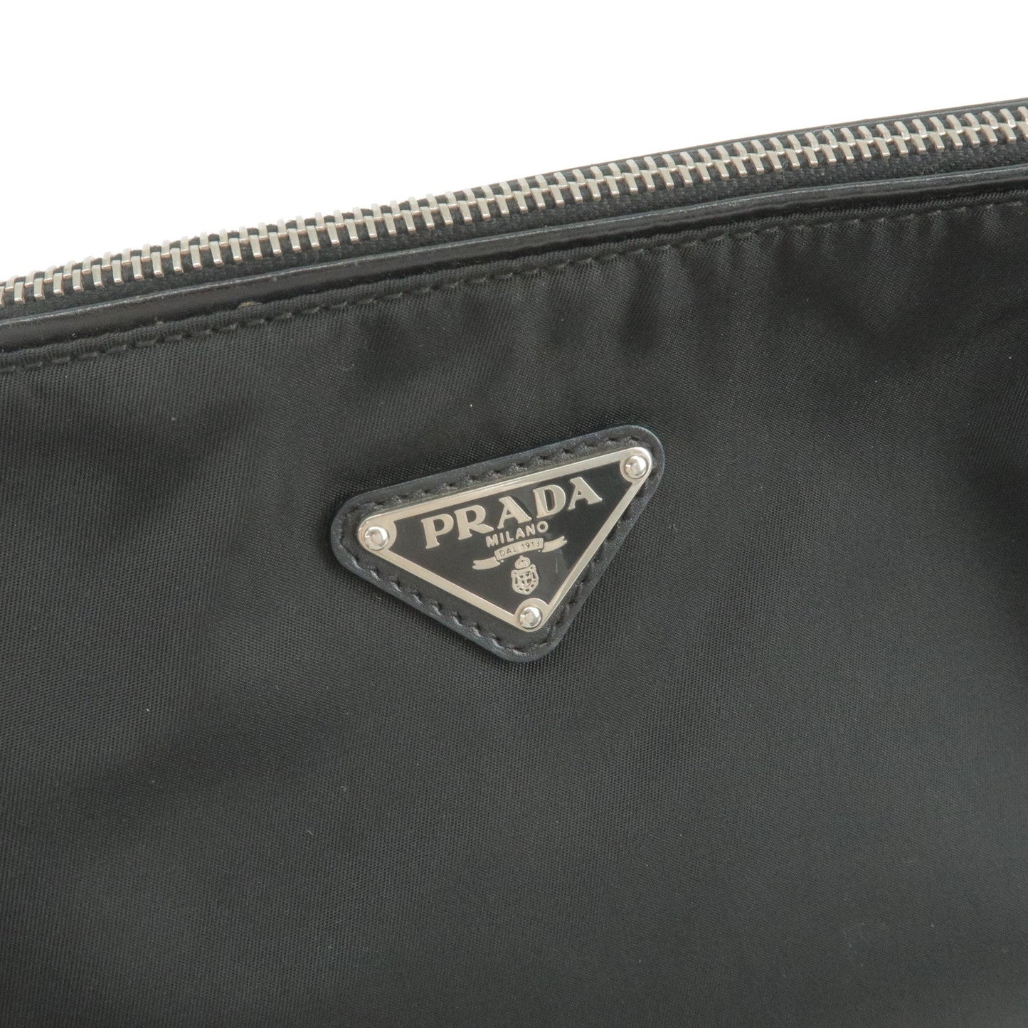 Prada Logo Nylon Leather Shoulder Bag NERO Black