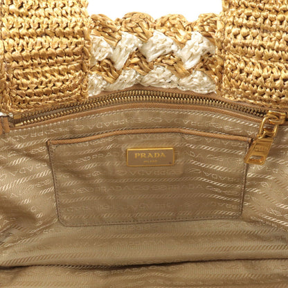 Prada Raffia Crochet Canapa Tote Bag Beige BN2303