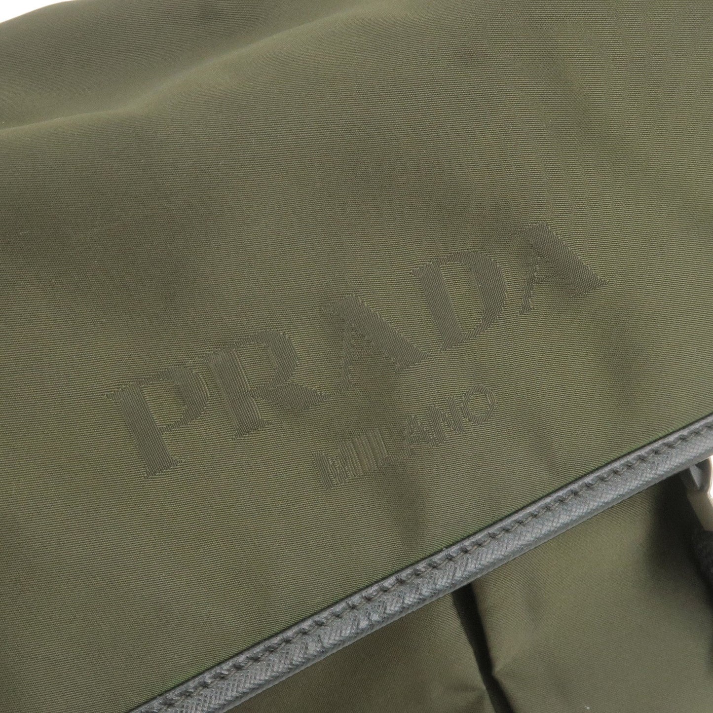 Prada Logo Nylon Leather Shoulder Bag Crossbody Bag Khaki Black