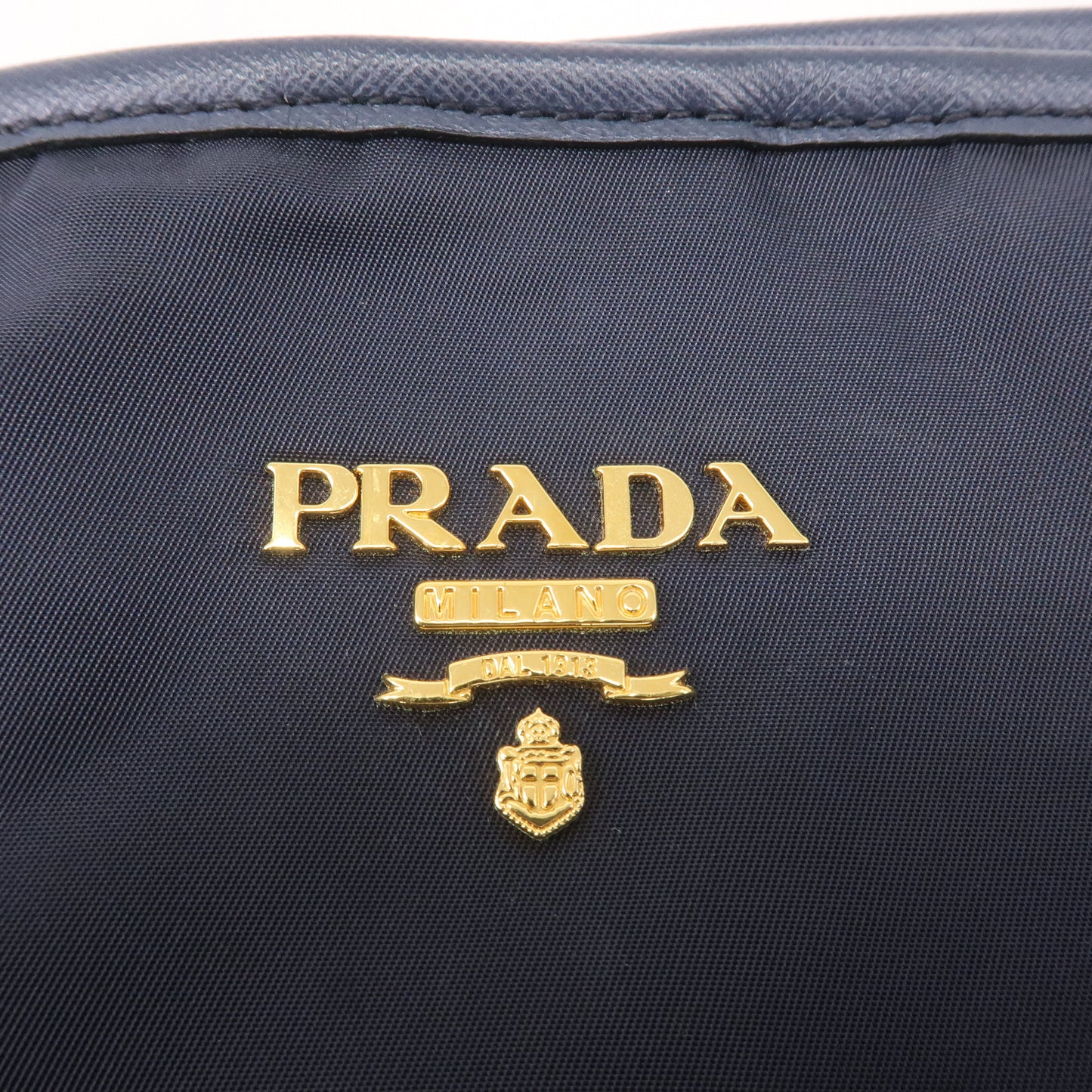 Prada Nylon Leather Tote Bag Shoulder Bag Navy 1BG401