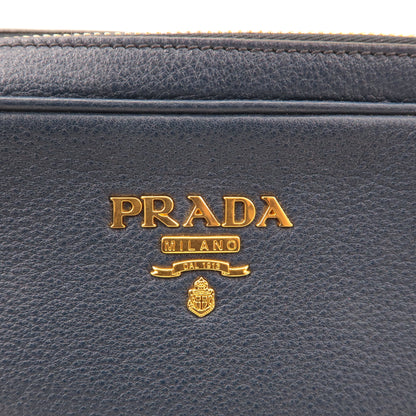 Prada Logo Vitello Daino Leather Shoulder Bag Navy 1BH082