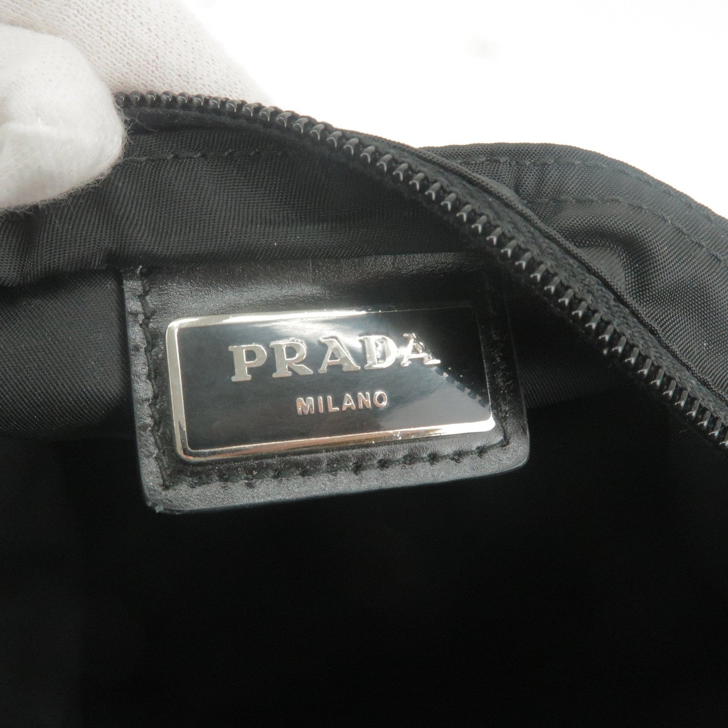 Prada Logo Nylon Leather Shoulder Bag NERO Black 1BC137