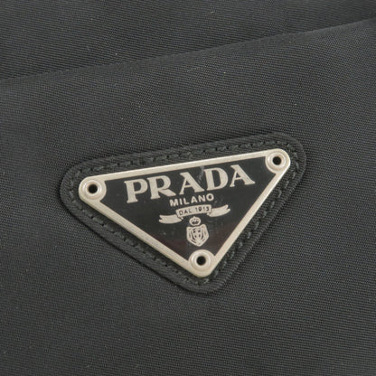 Prada Logo Nylon Leather Shoulder Bag NERO Black B9717