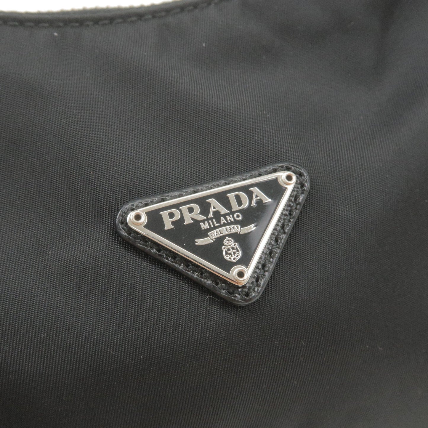 Prada Logo Nylon Leather Shoulder Bag NERO Black 1N1204