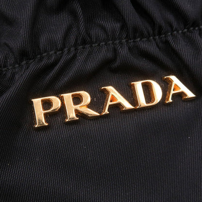 Prada Nylon Leather Gather Hand Bag Shoulder Bag Black