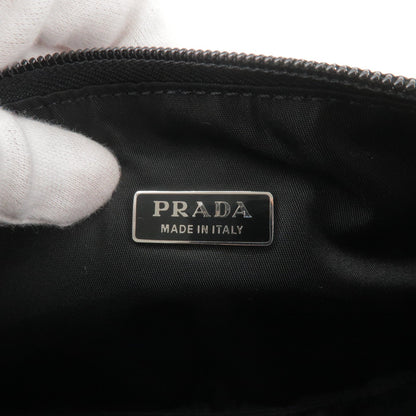 Prada Logo Nylon Pouch Hand Bag NERO Black MV633