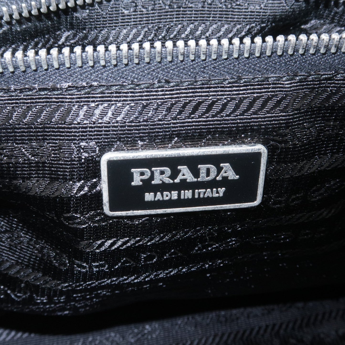 Prada Logo Nylon Leather Ribbon Tote Bag Black NERO BN1601