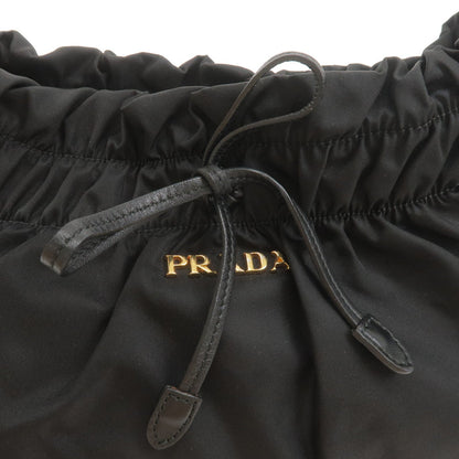 Prada Nylon Leather Ribbon Shoulder Bag Hand Bag Black BR4237