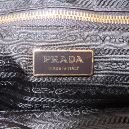 Prada Logo Nylon Leather Shoulder Bag Brown Khaki BT0505