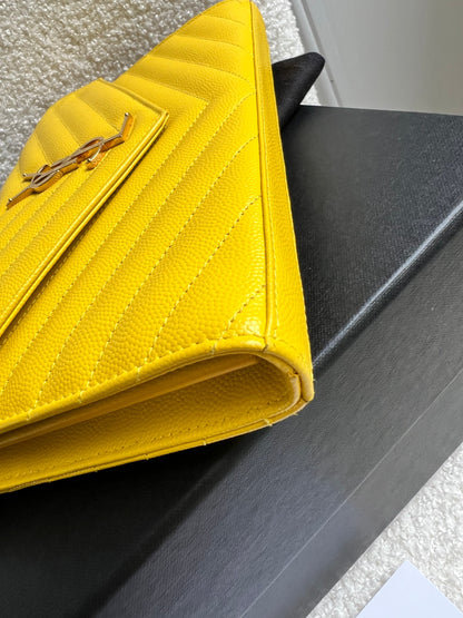 Yves Saint Laurent (YSL) Yellow Envelope Chain Wallet