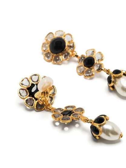 CHANEL Gripoix Floral Drop Earrings