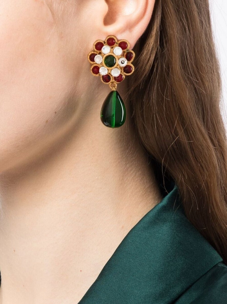 CHANEL Gripoix Glass-Bead Drop Earrings