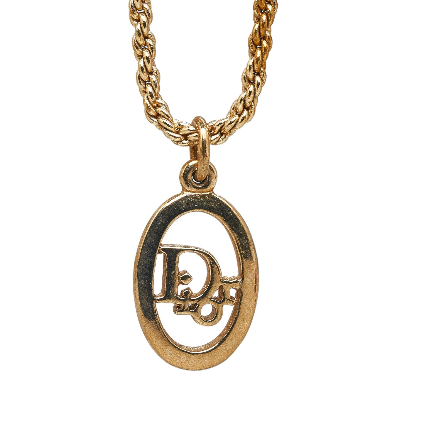 DIOR Logo Pendant Necklace Costume Necklace