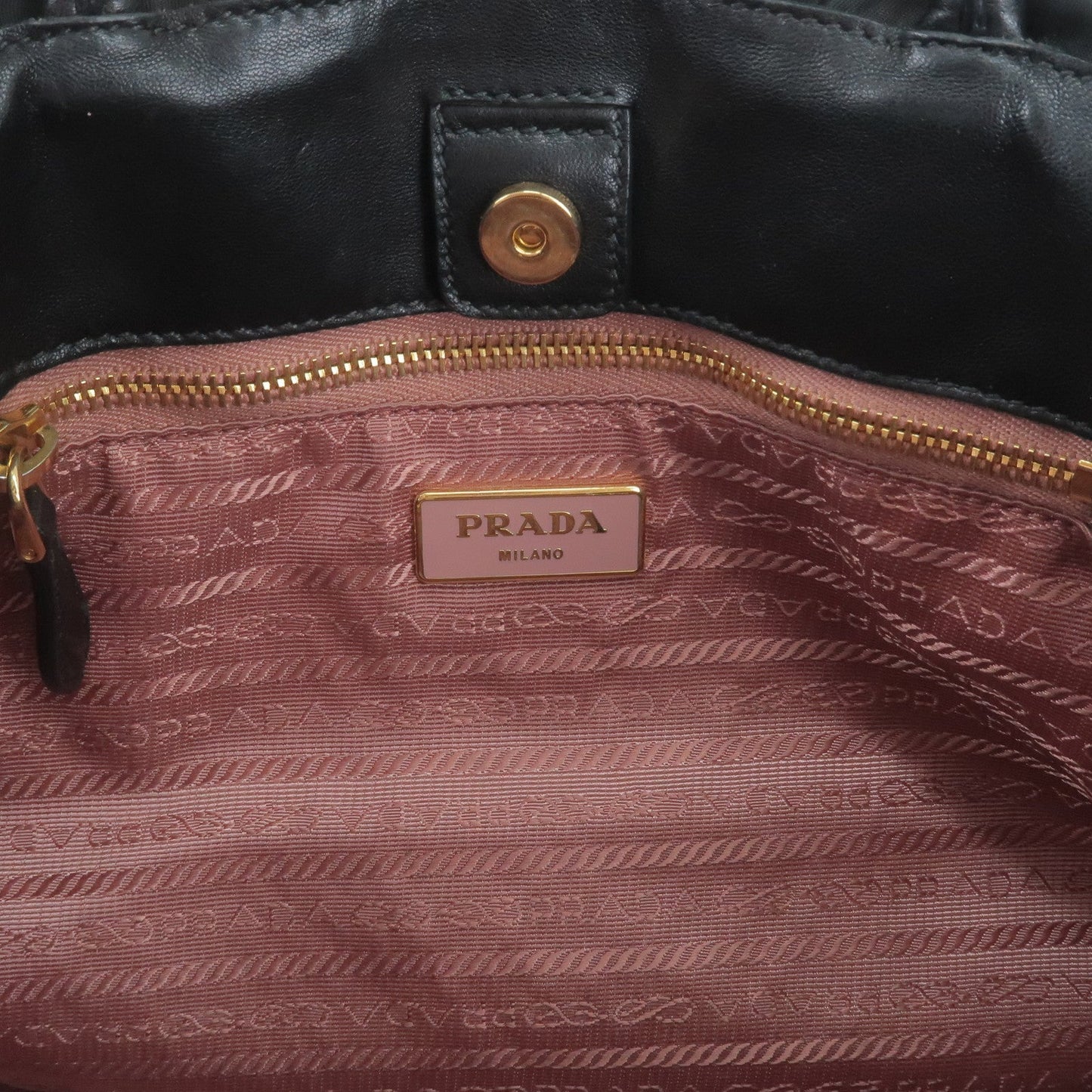 Prada Nylon Leather Ribbon Hand Bag NERO Black BN1601