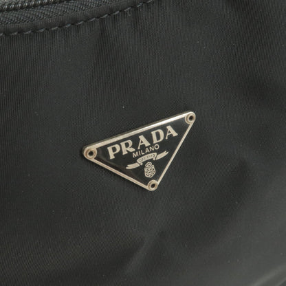 Prada Logo Nylon Pouch Hand Bag Purse NERO Black