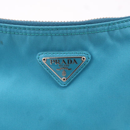 Prada Nylon Leather Shoulder Bag Pouch Turquoise blue 1N1413