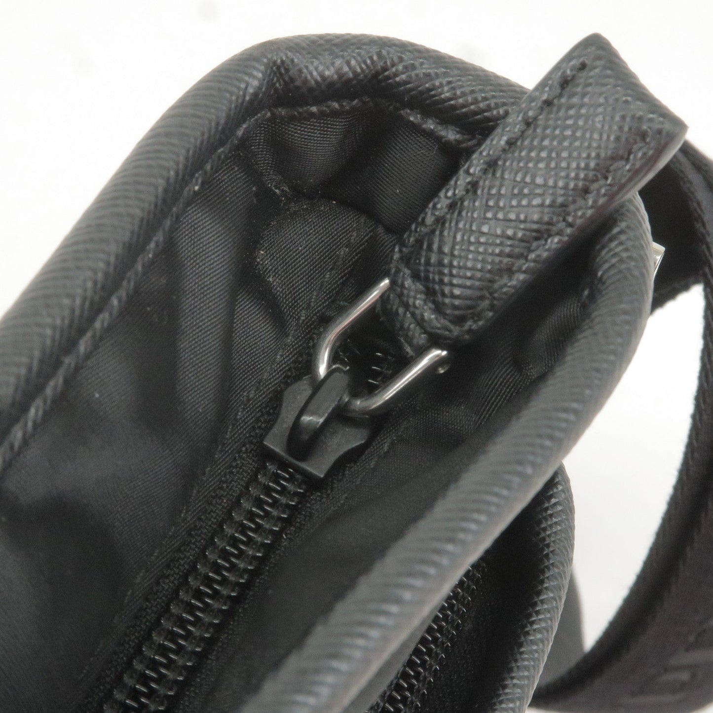 Prada Nylon Leather Shoulder Bag NERO Black 2VH797