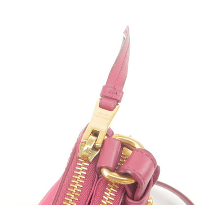 Prada Logo Nylon Leather Shoulder Bag Pink 1BH046