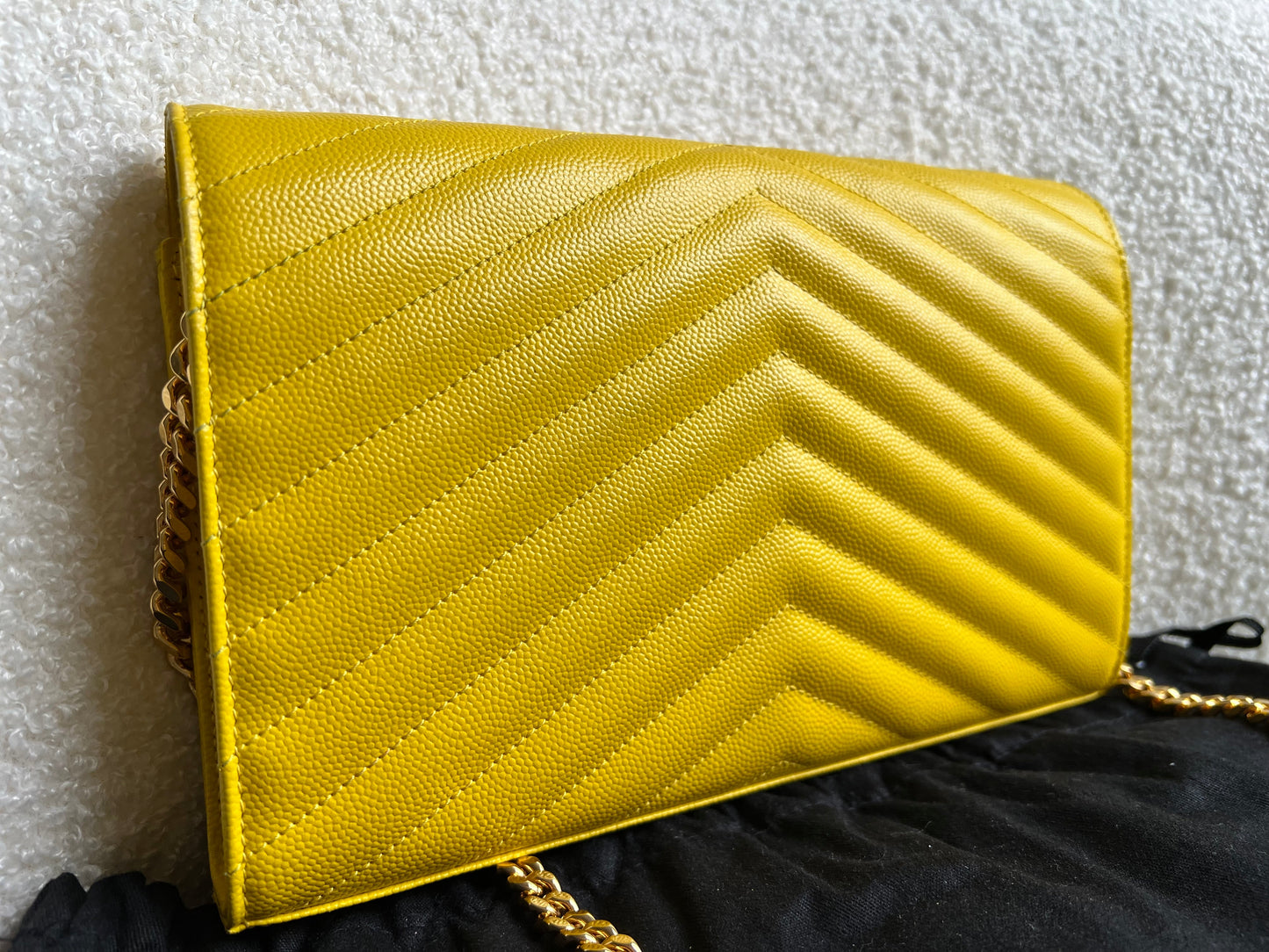 Yves Saint Laurent (YSL) Yellow Envelope Chain Wallet