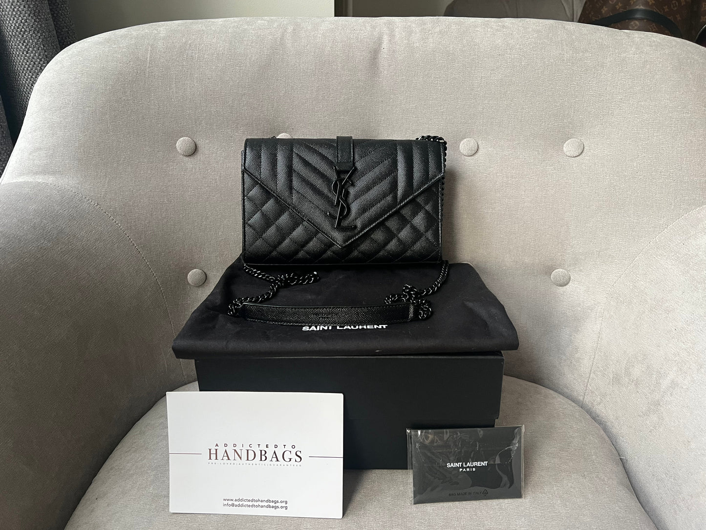 Yves Saint Laurent (YSL) Black on Black Small Envelope Bag