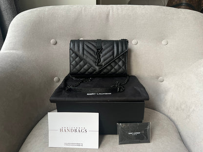 Yves Saint Laurent (YSL) Black on Black Small Envelope Bag