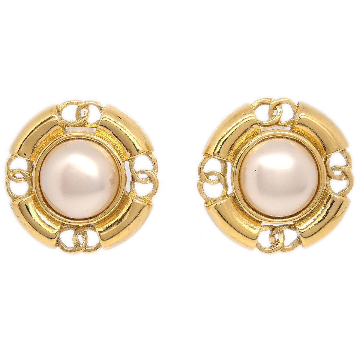 CHANEL 1994 Faux Pearl Earrings Clip-On 60431