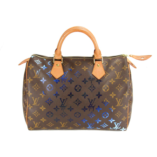 Upcycled Louis Vuitton Speedy 30 Monogram Canvas - Blue Specter