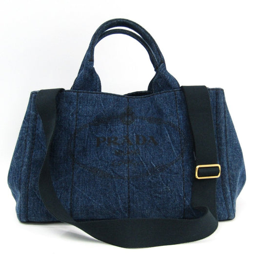 Prada Navy Denim Canapa Tote (SHA23505)