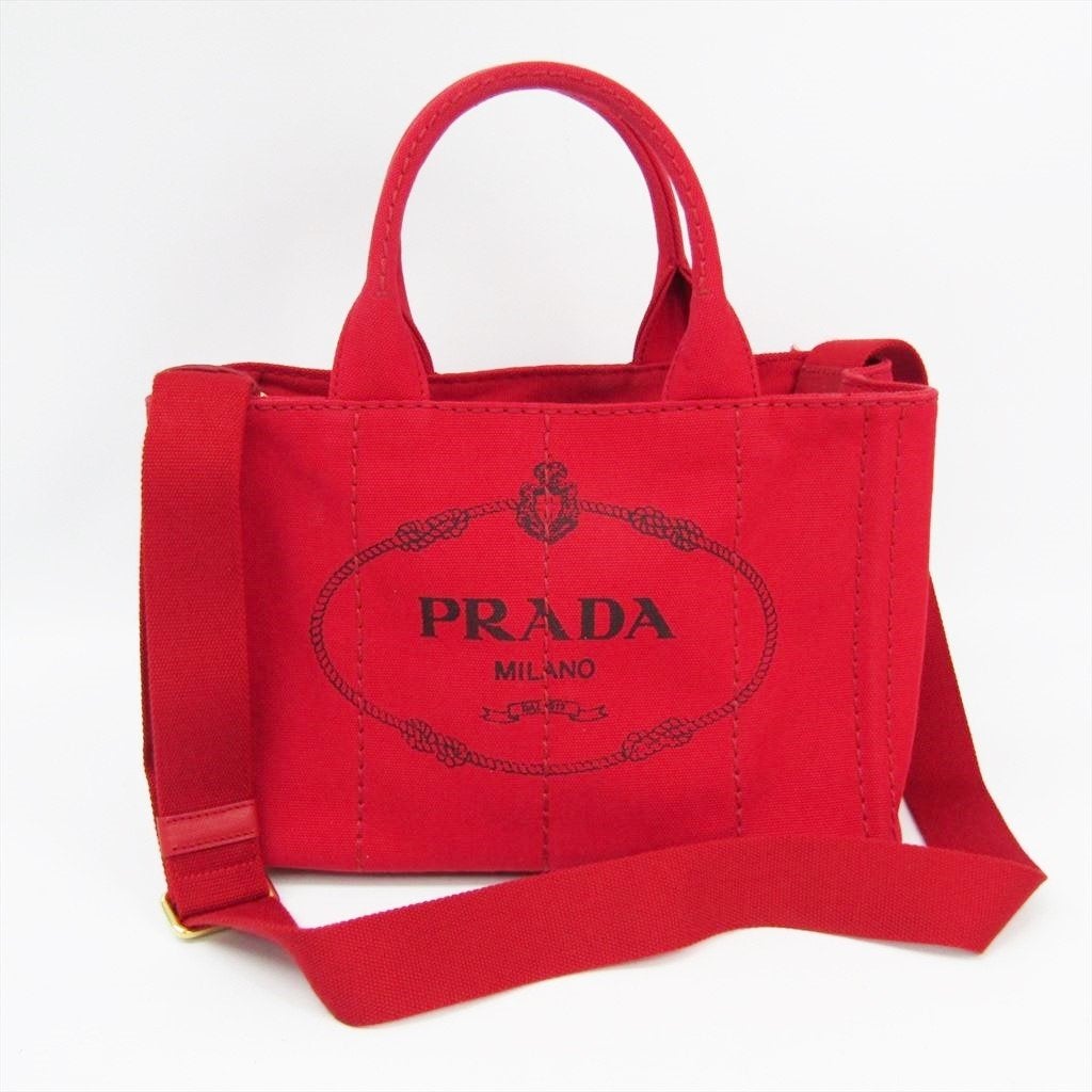 Prada Red Canvas Kanapa 2-Way Tote Bag  (SHA-27938)