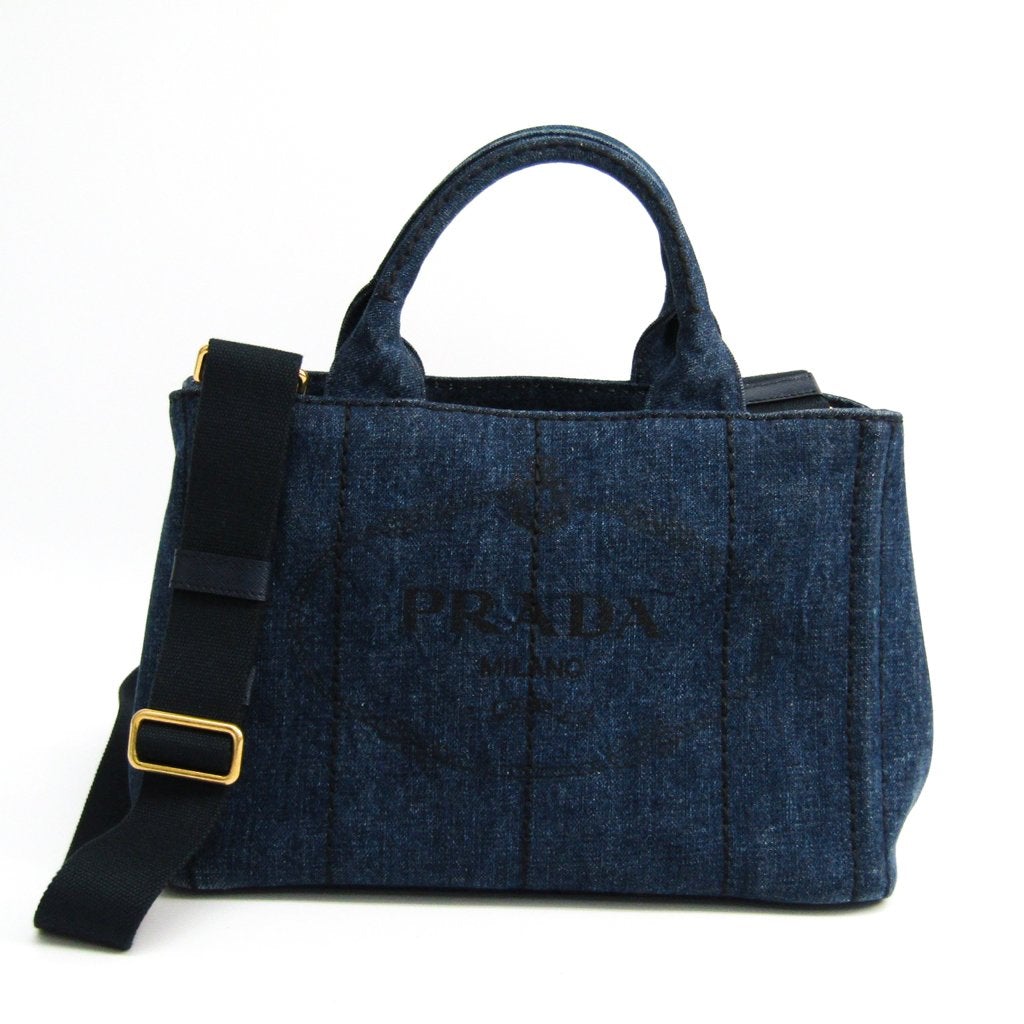 Prada Navy Denim Canapa Tote (SHA-11456)