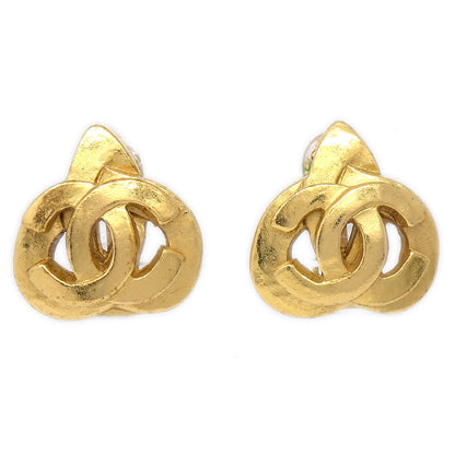 CHANEL 1997 Heart Earrings Gold Small 03088