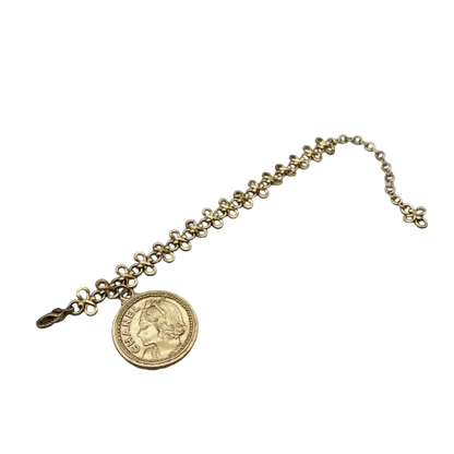 CHANEL - Vintage 03P Side Portrait '5' Medallion Chain Gold '' Bracelet