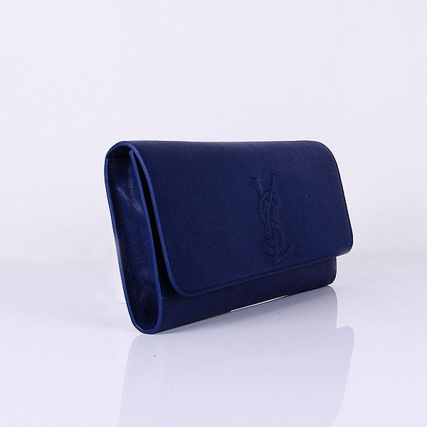 Yves Saint Laurent Lady Lambskin Leather Purse Sapphire Blue 39321