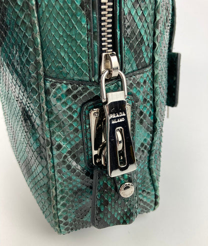 Prada Teal Snakeskin Python Top Handle Tote