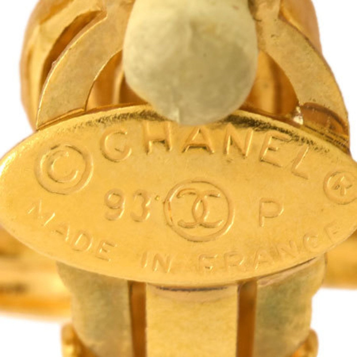 Chanel here mark earrings gold metal 93P