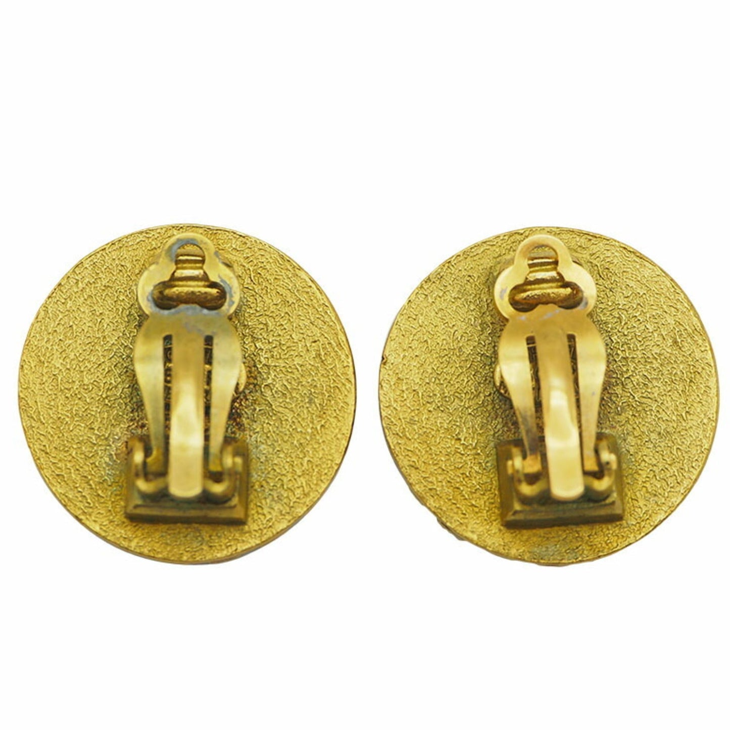 CHANEL 95P Coin Motif Coco Chanel Earrings Gold Profile Round